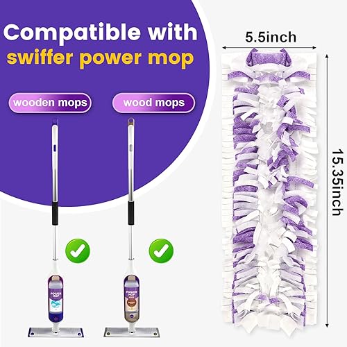 5X Cleaning Power Mop Pads Compatible with Swiffer PowerMop, Disposable Mopping Pad Refills for Cleaning, Multi-Surface Wood Floor Replacement Pads (32)(8 Pack)