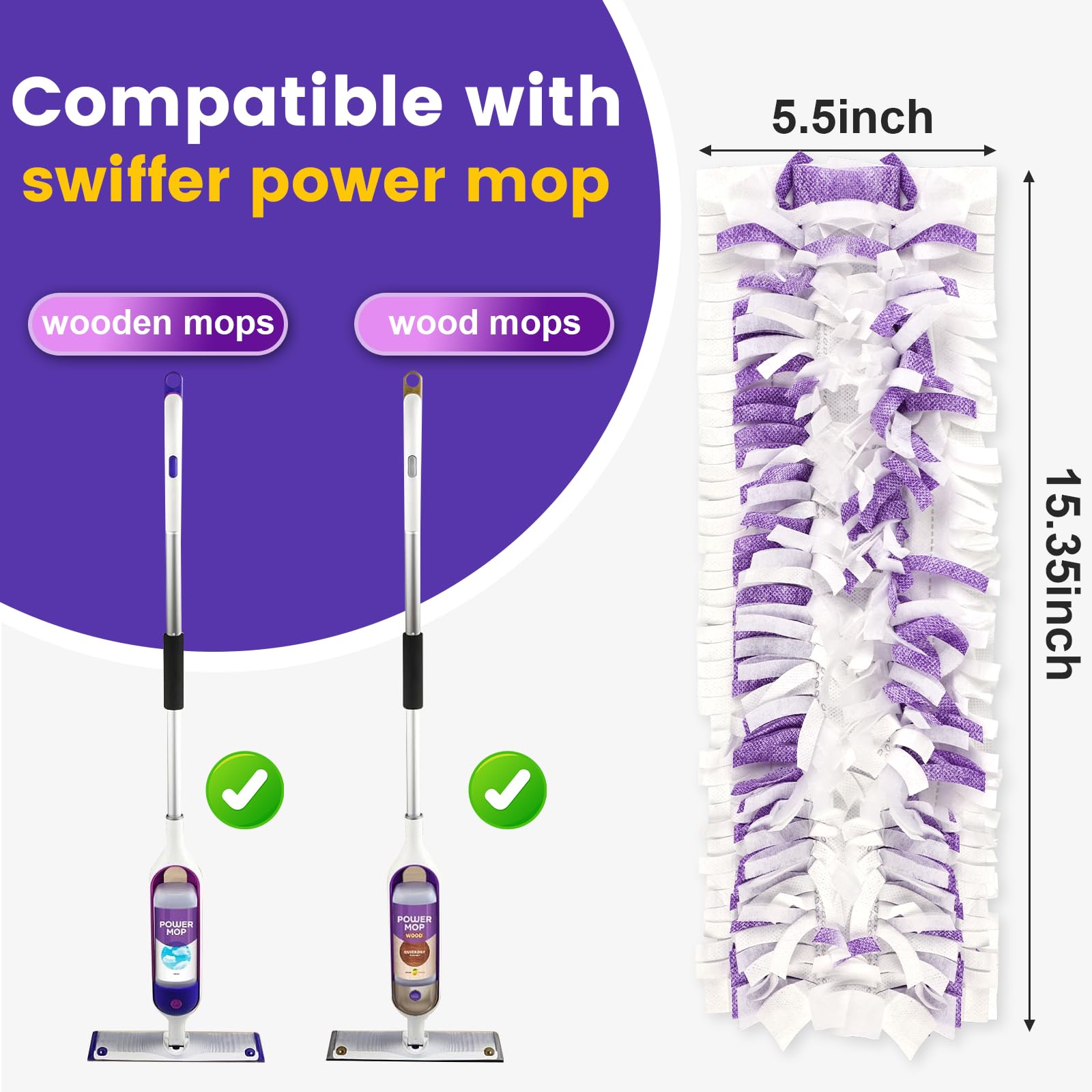 Power Mop Pads para Swiffer PowerMop, almohadillas desechables para limpieza, almohadillas de repuesto para suelos de madera multisuperficie (32)