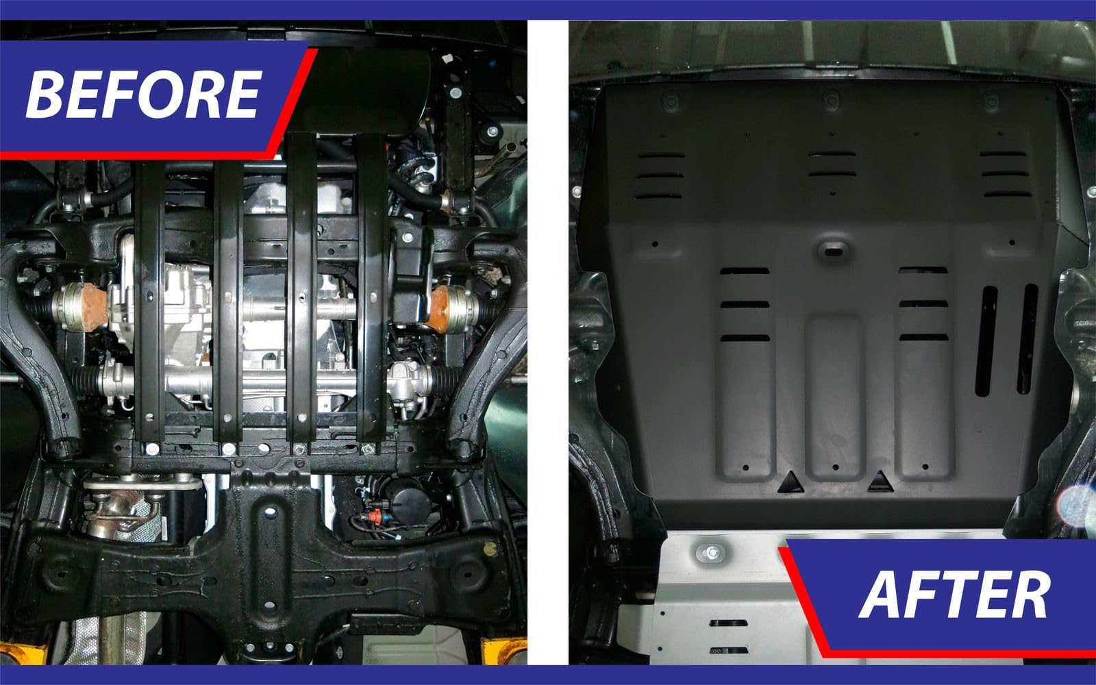 J&J AUTOMOTIVE Unterfahrschutz passend für Volkswagen Amarok 4-Türer 2010-2016, Stahl 2mm Motor und Getriebeschutz Unterbodenschutz Passform Schwarz