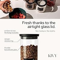 Vista 7 de KIVY Frascos de vidrio herméticos con tapa de vidrio transparente [2x 60oz] Contenedores de almacenamiento de alimentos de vidrio herméticos