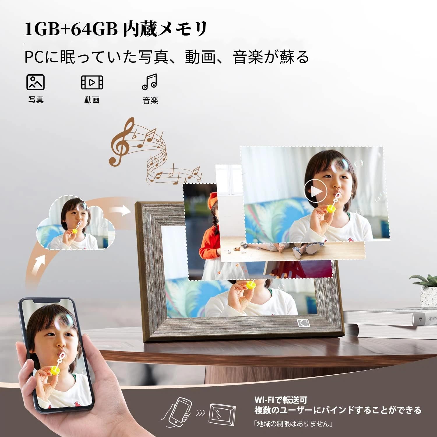 Amazon | KODAK WiFiデジタルフォトフレーム 10インチ【いつまでも