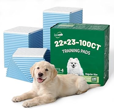 IMMCUTE 100 Count Premium Puppy Pads, 22"x23" Dog Pee Pads Ultra-Soft Heat-Sealed, 6-Layer Leak-Proof & Super Absorbent Potty Training Pads for Dogs, Cats, Pets | Crate Training & Indoor Use, Blue
