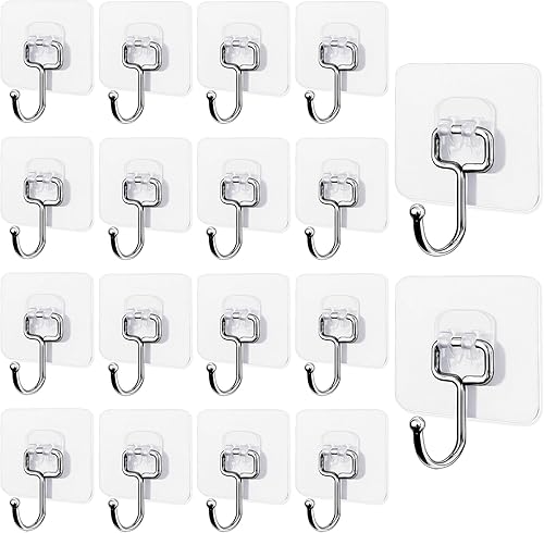 CZBZYMYYY Ganchos adhesivos de utilidad, paquete de 18 ganchos de pared para colgar 44 libras (máx.), ganchos grandes resistentes, ganchos adhesivos