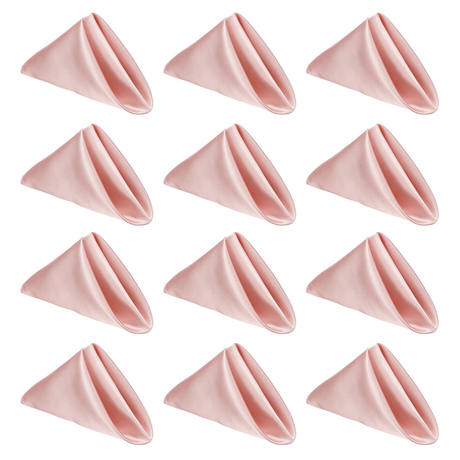 sourcing map 12 Pcs Rose Gold Satin Napkins, 12x12 Inch Dinner Napkins Cloth Washable Polyester Soft Square Table Decoration for Restaurant Parties Wedding Dining Banquet Event