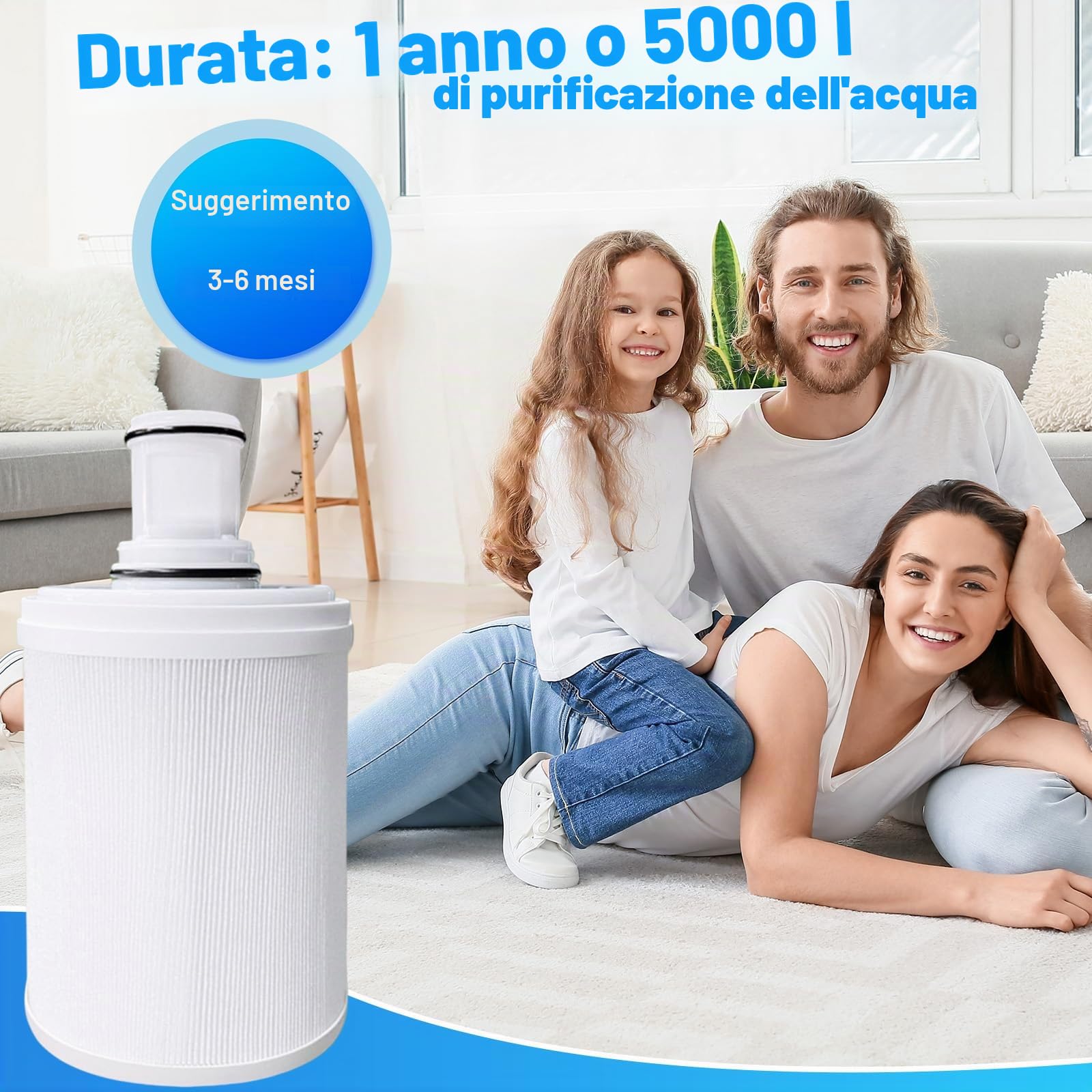 1 confezione 100186 filtro dell'acqua di ricambio compatibile con Amway espring 100186 cartuccia filtro acqua, scatola cartuccia a carbone attivo UV con prefiltro, filtrazione ad alta efficienza per