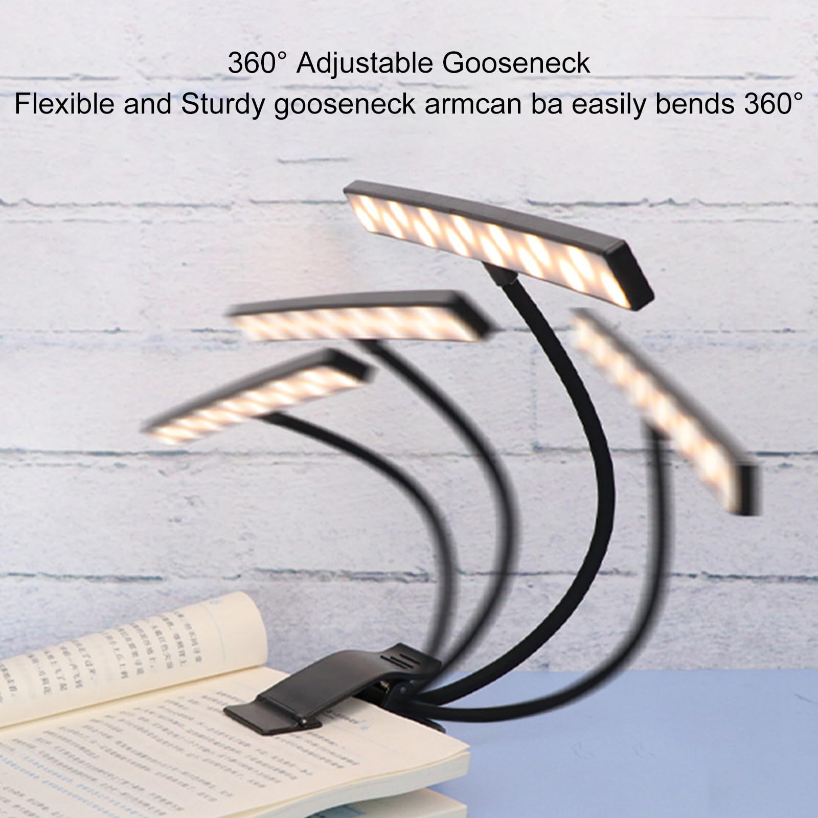 Cerioll Lampe De Pupitre De Musique, Lumineuse Lampe Piano, Music Stand Light, 3 Couleurs Et 5 Luminosité, Rechargeable, Avec Câble Usb, Convient Pour Piano, Bureau, Pupitre, Couture