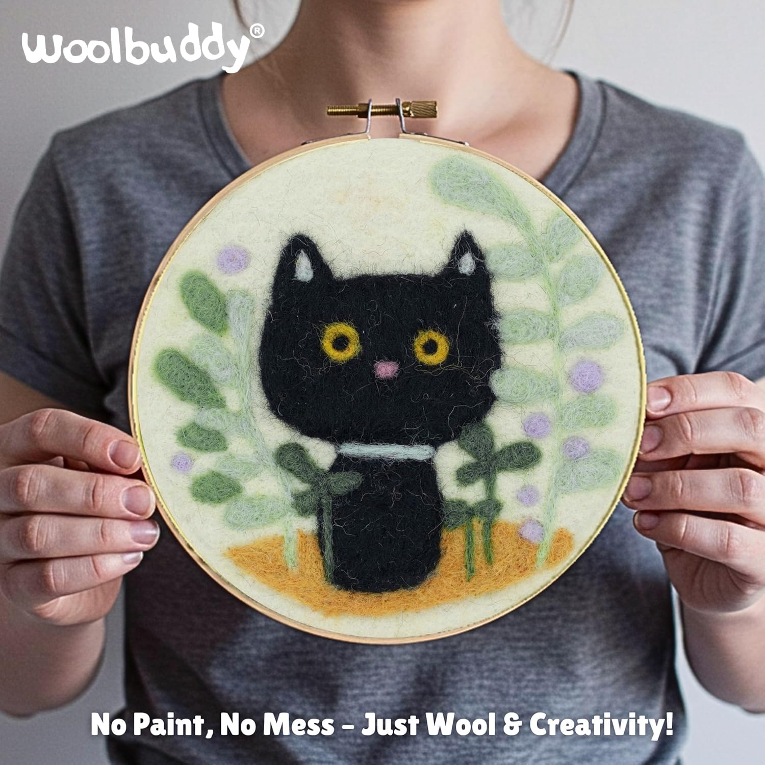 Woolbuddy Kits de iniciación de pintura con lana para manualidades creativas con 3 agujas de fieltro, espuma, fieltro de lana natural e instrucciones útiles (combinado)