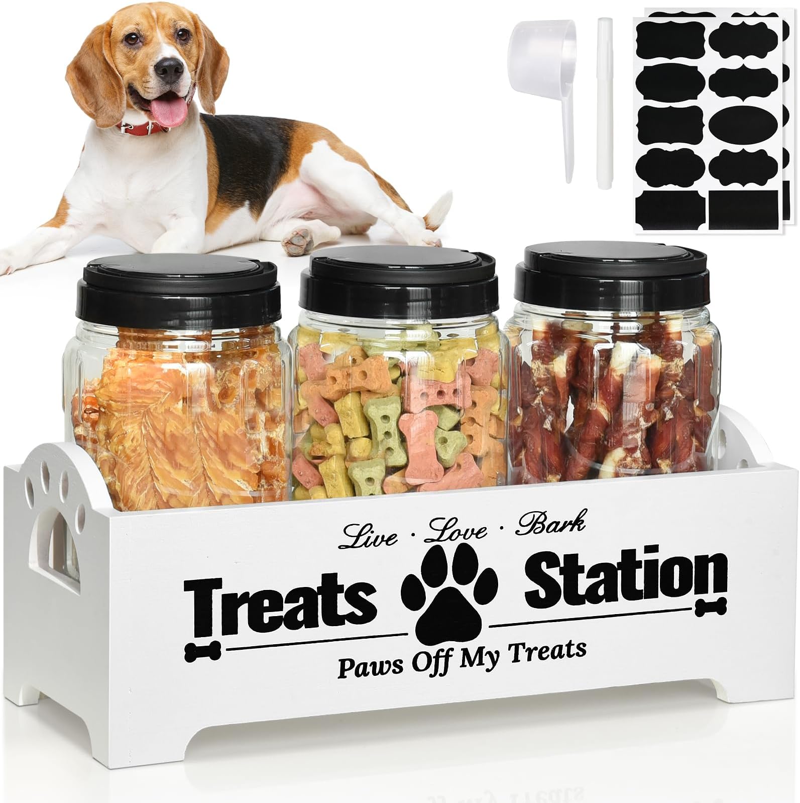 SHMIR Set of 3 Round Pet Food and Treat Plastic Storage Containers, BPA Free