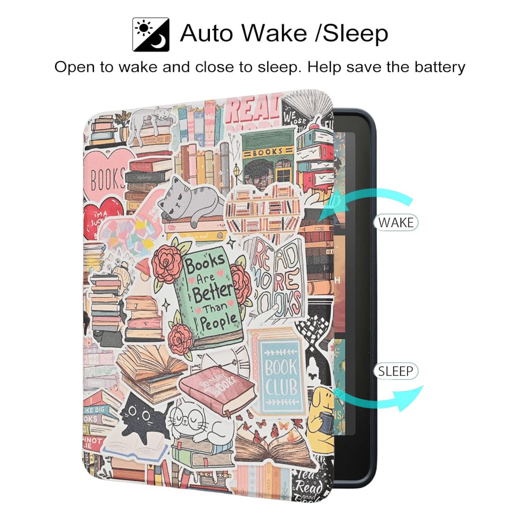 Custodia per Kindle Paperwhite di 12a generazione 2024 (7") e Kindle Colorsoft Signature Edition, custodia protettiva leggera per amanti dei libri con cinturino da polso auto sleep wake