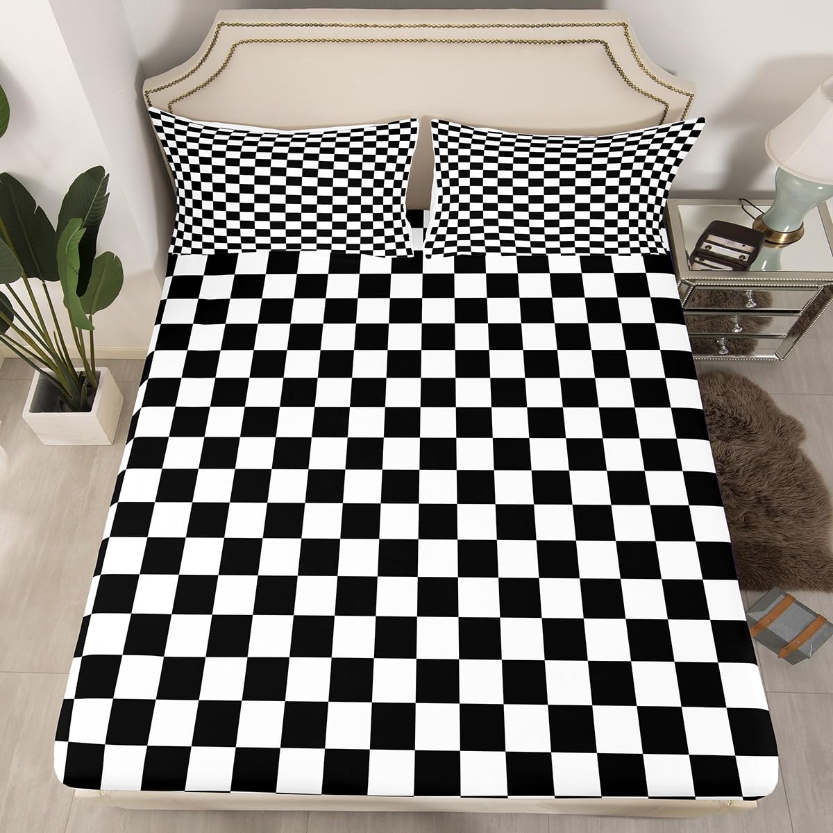 Drap-housse à carreaux doux pour apaiser les nuits agitées des enfants dans leur lit