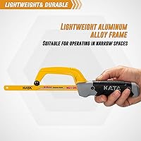 Vista 7 de KATA Mini sierra para metales para corte de metal, herramienta de sierra de mano compacta con marco de aluminio de 10 pulgadas y 2 hojas de sierra
