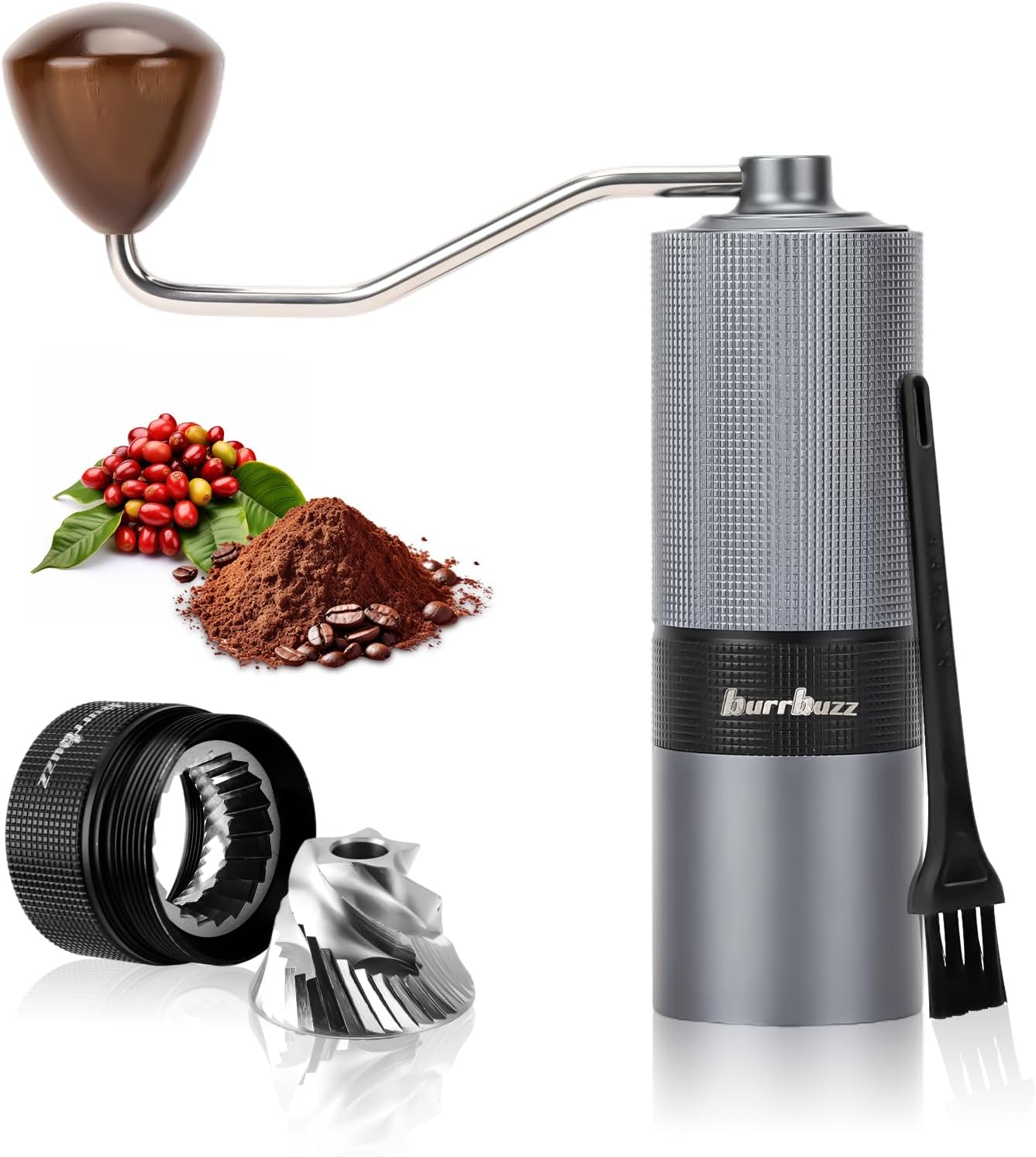 New MB1 Manual Coffee Grinder, Stainless Steel Conical Burr Coffee Grinders, Easy Cleaning, Hand Espresso Grinder Adjustable Settings for Pour Over,Cold Brew Travel Gift (Gray)