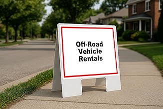 Off-Road Vehicle Rentals White Red Black.jpg Folding Coroplast A-Frame with Double-Sided 23in x23in