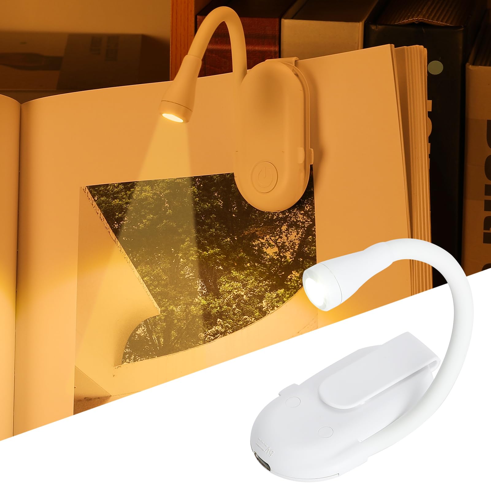 ZKLiLi Book Light Clip on Reading Light for Bed, USB Rechargeable Book lamp, Book Gifts for Women Men, Portable 3 Color Dimmable LED Small Book Accessories for Reading Lovers(Black) (White)