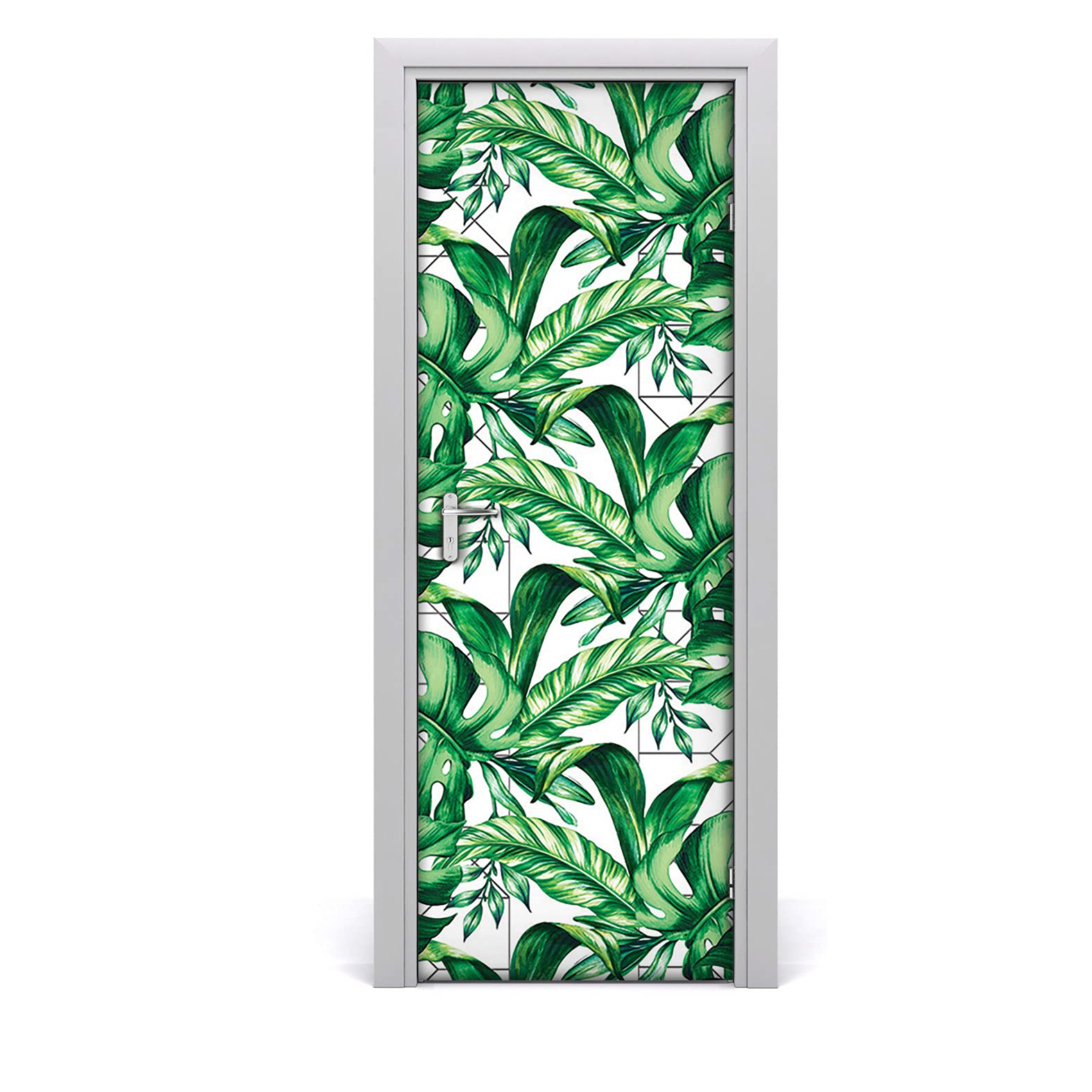 Vinilo para puerta de hojas geométricas impermeable de 77x200 cm autoadhesivo