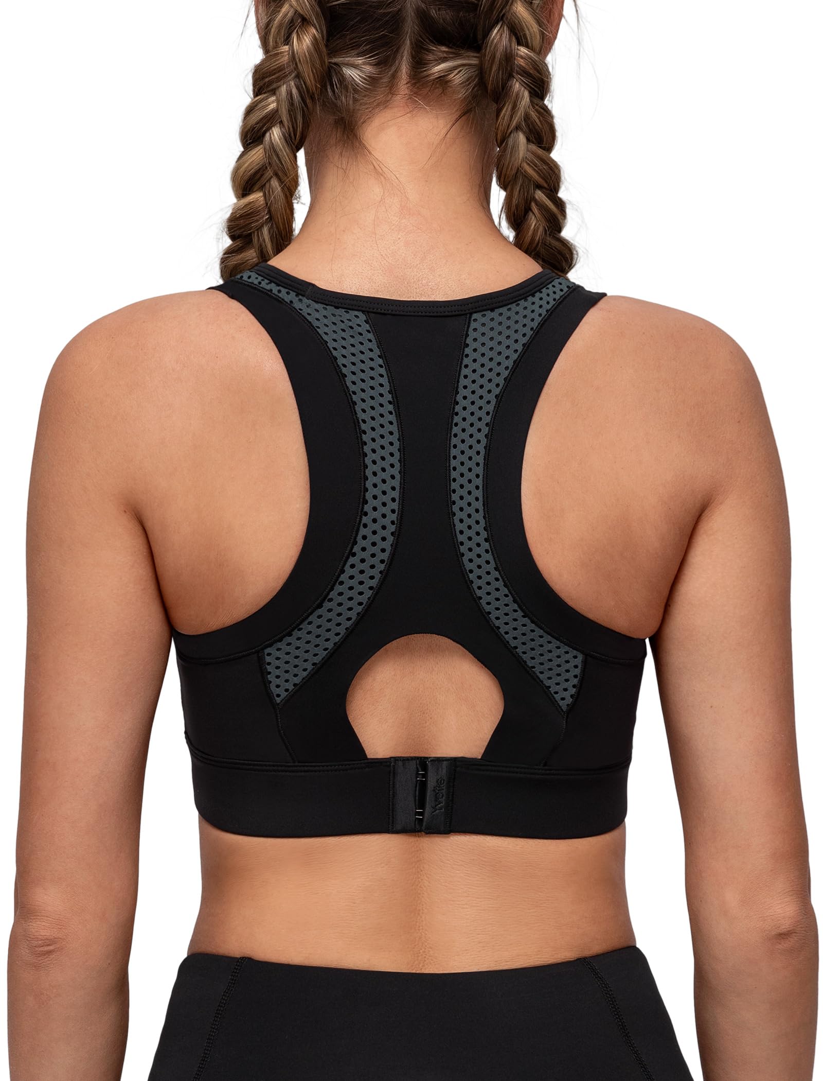 Yvette Reggiseno sportivo da donna con spalline incrociate, supporto per corsa, reggiseno sportivo con cuscinetti cuciti