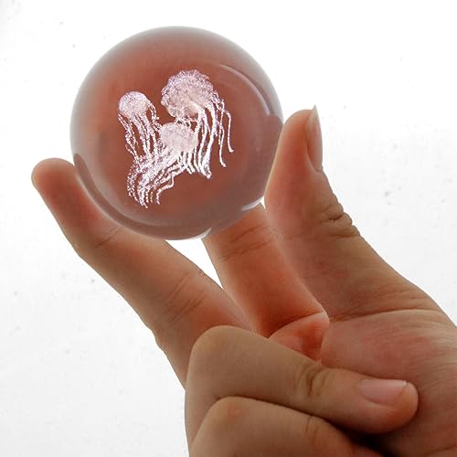 Miniatura 4 de vskikris Bola de cristal de cristal con diseño de pez de gelatina 3D y bola de cristal para pisapapeles