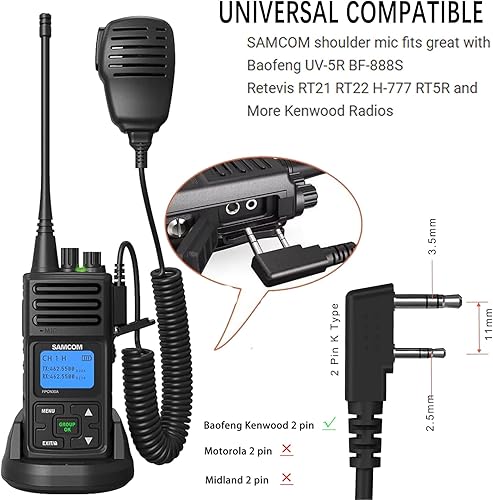 Miniatura 7 de SAMCOM Radio bidireccional con micrófono de altavoz de hombro, radios de 2 vías de alta potencia de 5 W de largo alcance, auricular Walkie Talkie