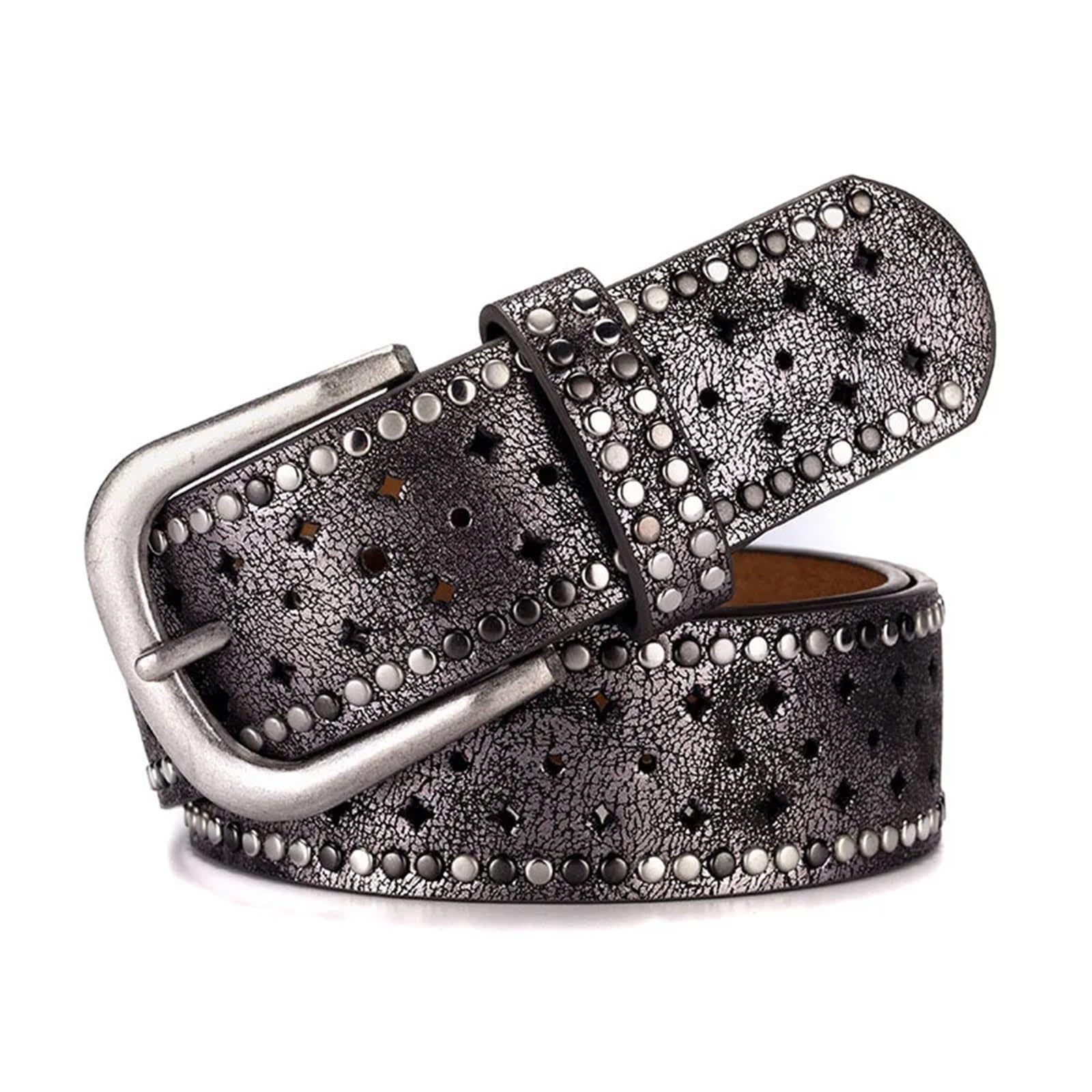 Cinturon Mujer Cinturón Vintage Lady Belt Hollow Out Remache Todo Fósforo Moda Cinturones Femeninos Ancho For Mujer para Vestidos Vaqueros Oficina