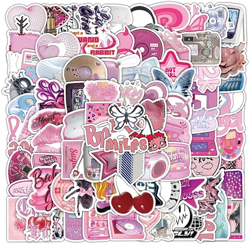 Miniatura 11 de Paquete de 100 calcomanías estéticas para niñas del centro de la ciudad, calcomanías holográficas estéticas, calcomanías de vinilo impermeable con