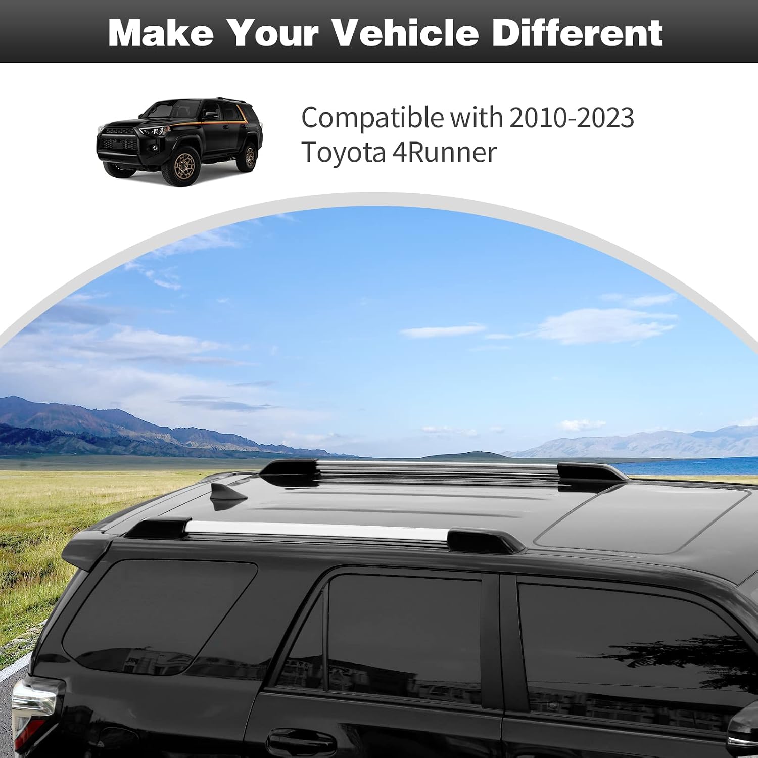 CheroCar for 4Runner Roof Cargo Rack Rail End Cover Shell Cap Trim External Accessory for 2010-2023 Toyota 4Runner Black
