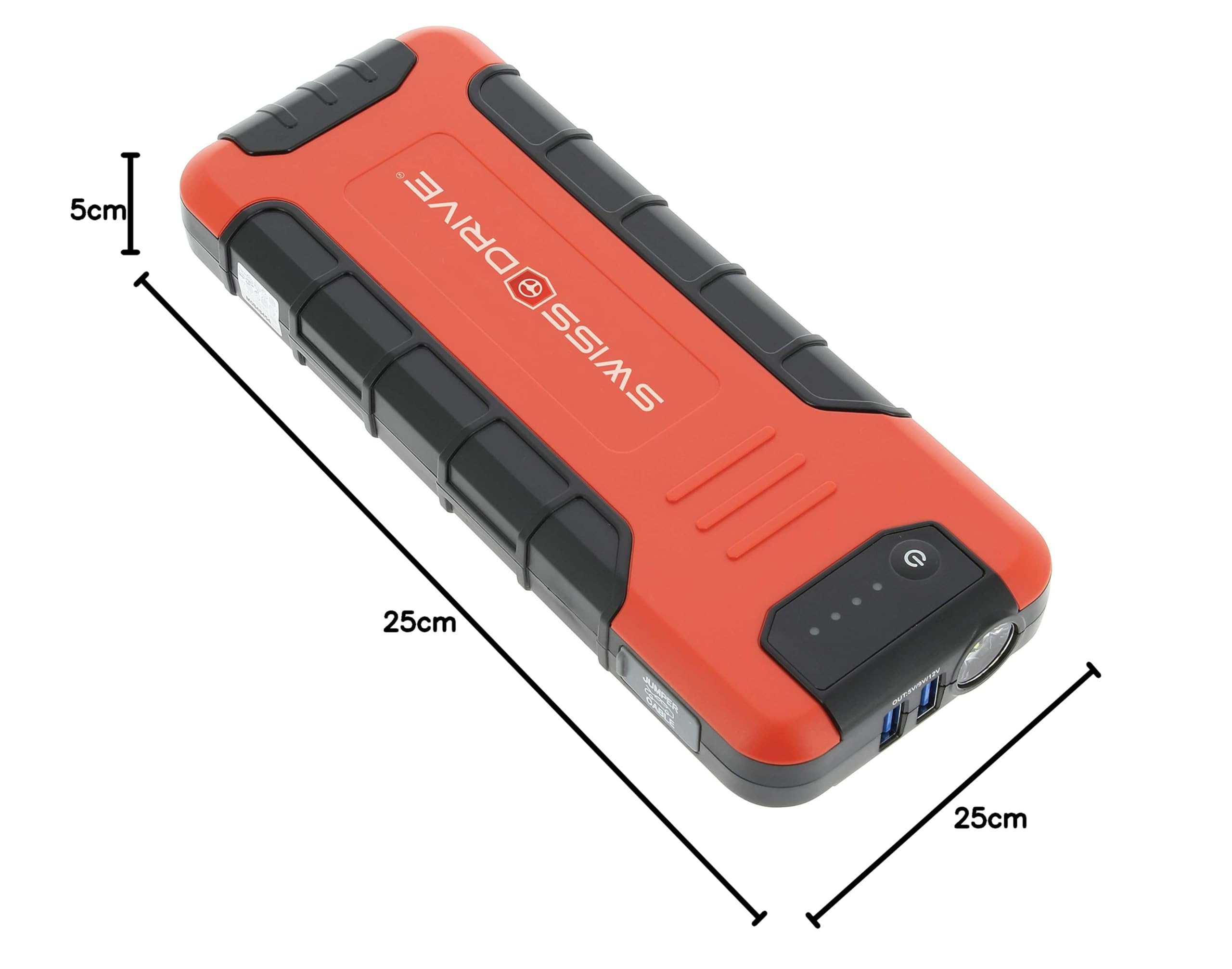S SUMEX 3505152 Arrancador Portátil Alta Potencia 18.000 mAh / 400 A con Linterna LED Integrada con 3 Modos Incluye Cable Multidispositivo Power Bank