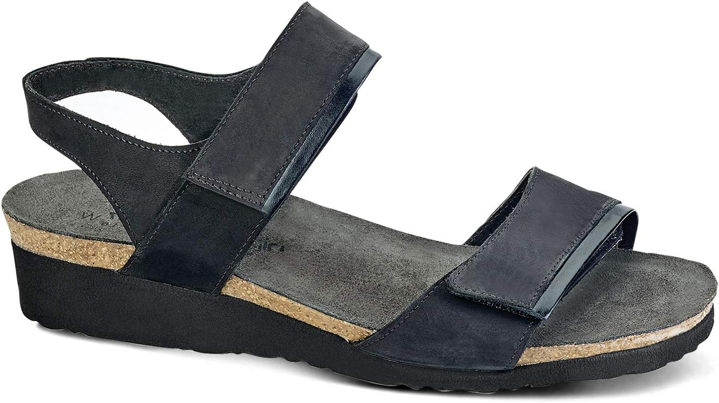 NAOT Women's, Aisha Sandal - Wide Width Black Nubuck 40 M