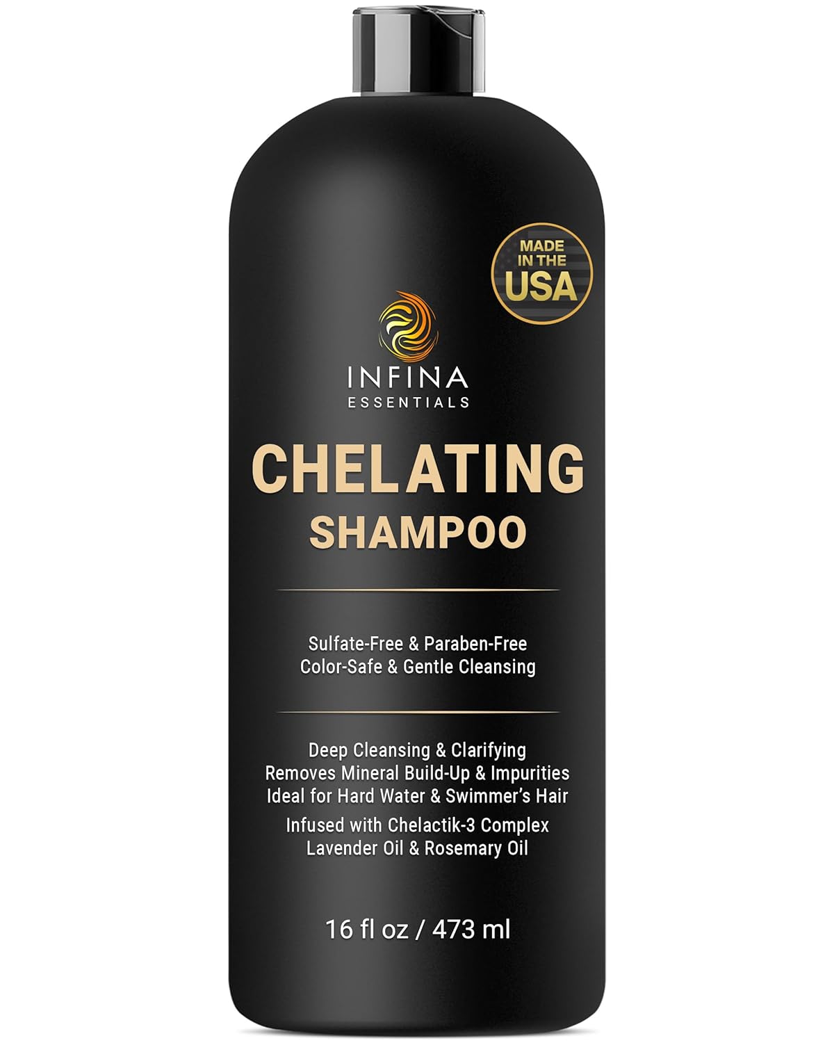 Chelating Hard Water Shampoo with Chelactik-3 & Rosemary Oil - Color Safe Metal Detox Shampoo for Build-Up & Swimmers Hair - 16 fl oz Chelating Shampoo