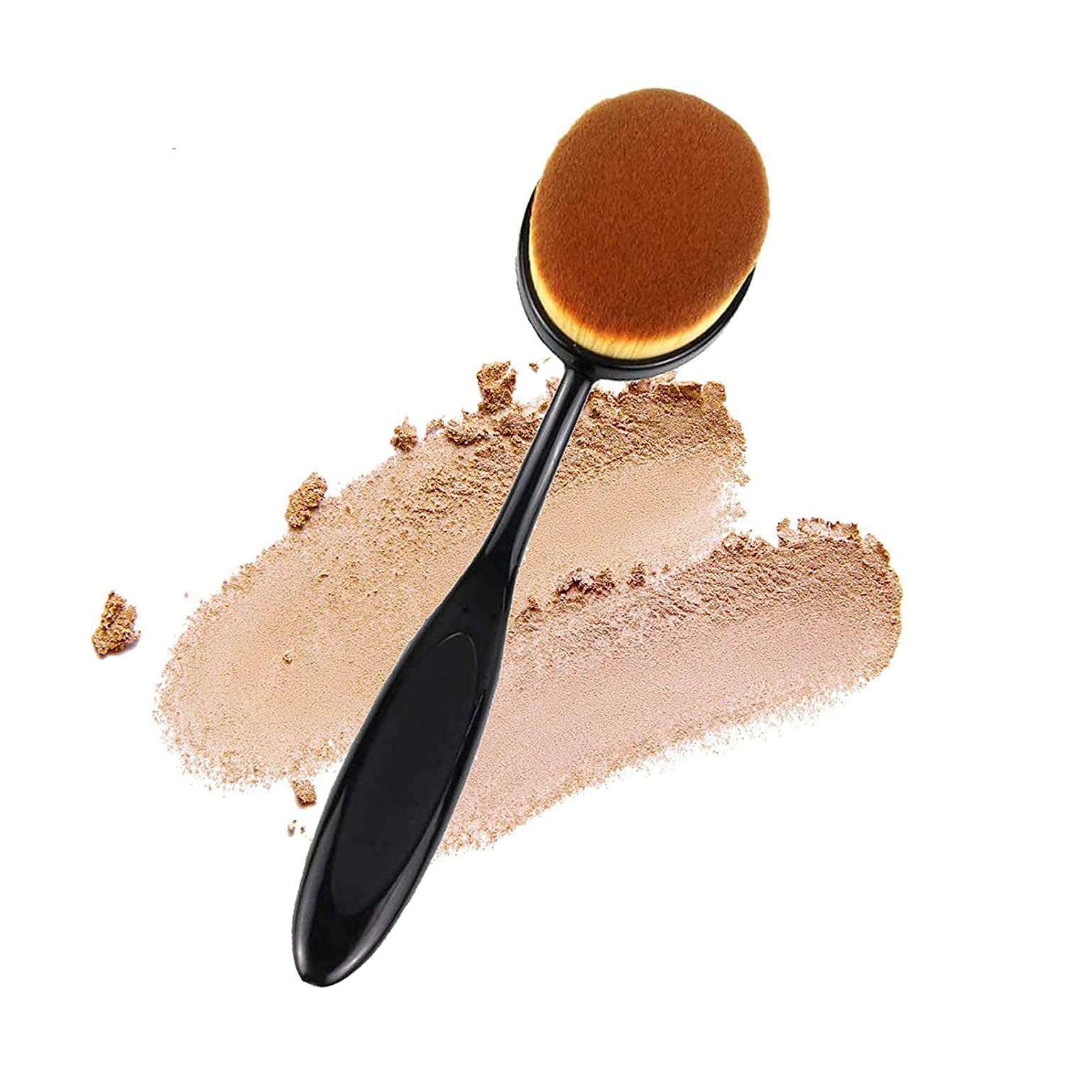 DATNASAYAD Oval Large Makeup Brushes Fast Application Liquid Cream Powder Foundation (Black 1)
