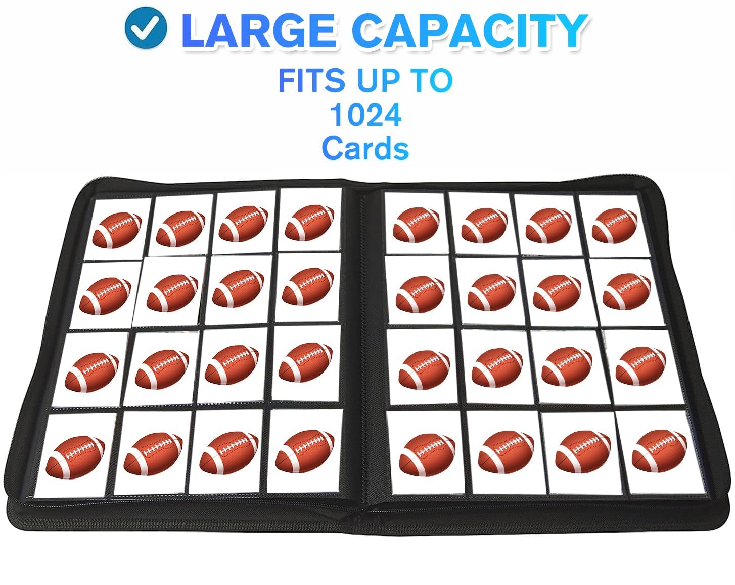 16 Pocket Binder, 1000+ Premium Zip Sammelkarten Album, Doppelseitige Ringlose Ordner für MTG, TCG, Sportkarten