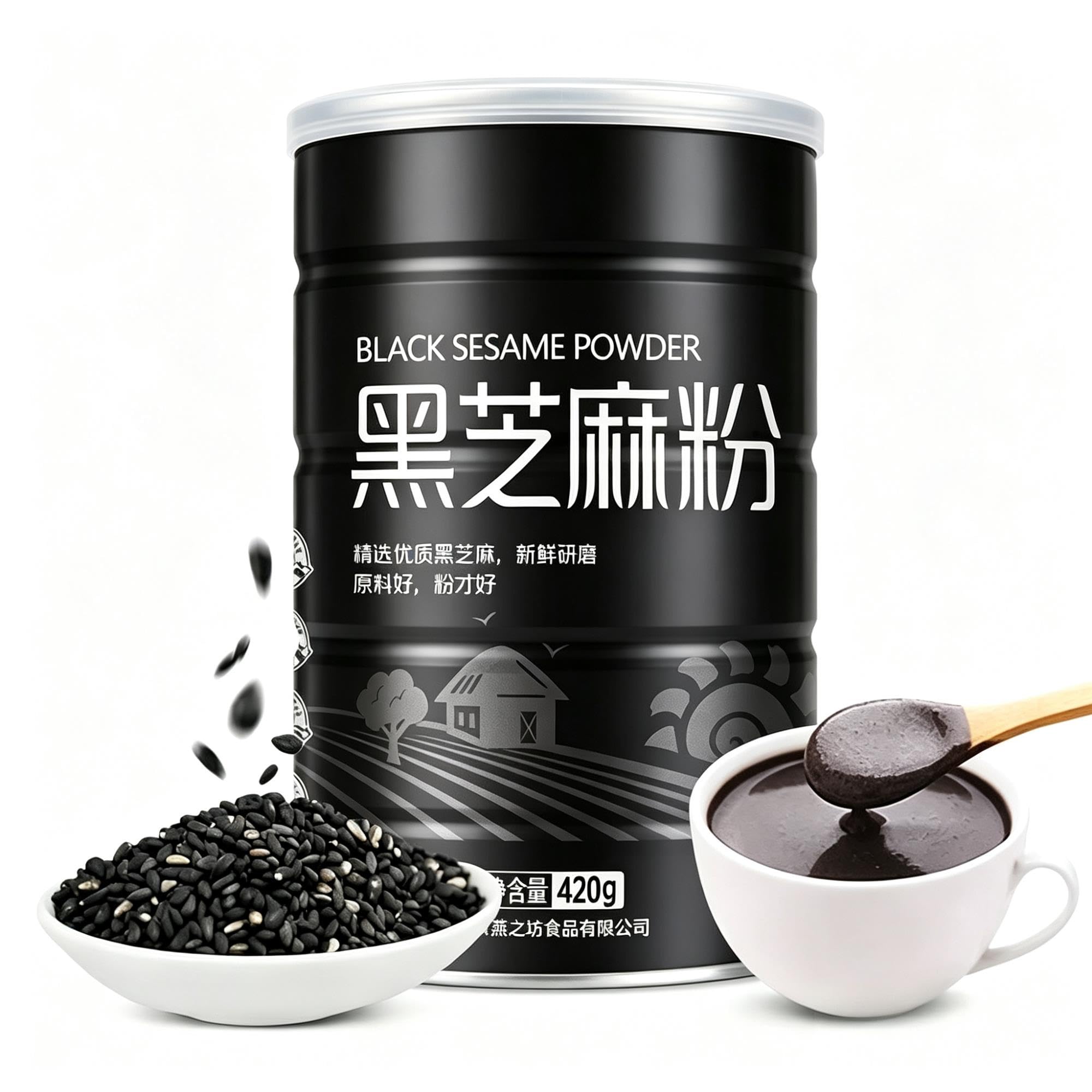 Polvere Di Sesamo Nero 420g Pasta Macinata Fine