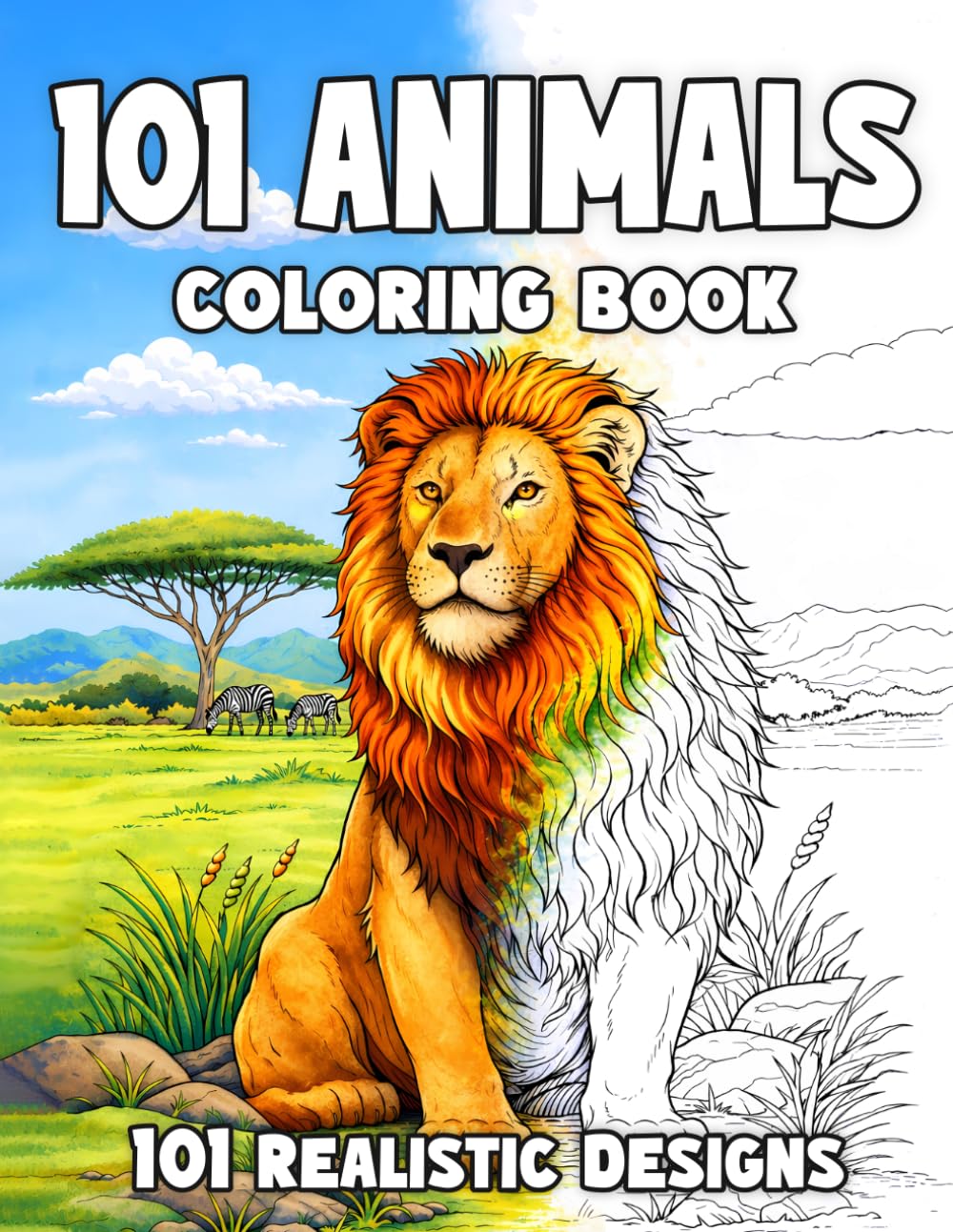 101 Animals Coloring Book: 101 Realistic Animals to Color for Adults, Teens & Kids with Lions, Tigers, Cats, Dogs, Fish, Birds & More (The Ultimate Coloring Books for Adults and Teens)