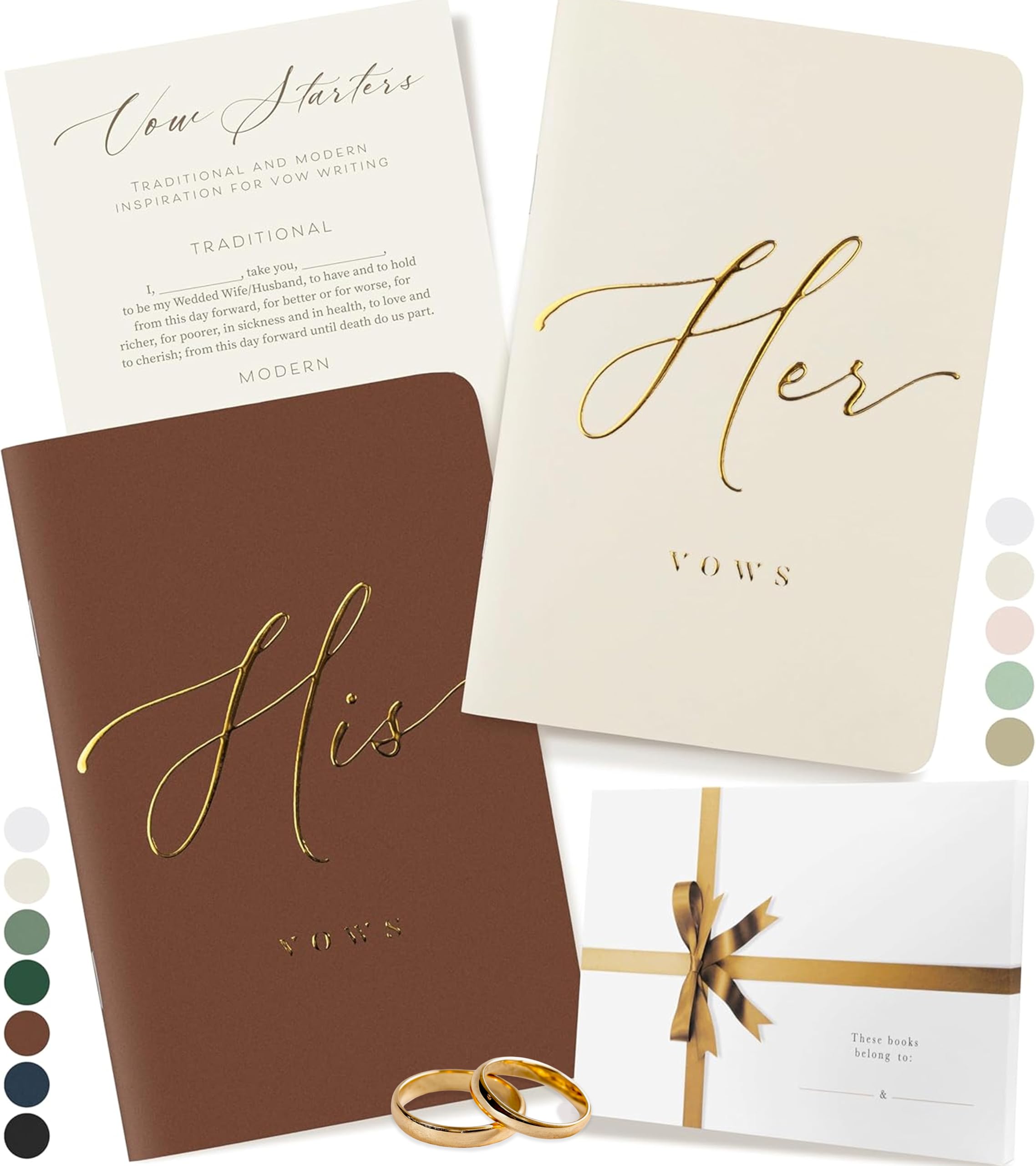 ARTESORI Wedding Vow Books His &amp; Hers - Wedding Registry Gifts Ideas for Bride &amp; Groom, Vow Books for Wedding - Soft-Touch, Gold-Foiled, 28 Lined Pages Vow Book for Her &amp; Him [Ivory &amp; Terracotta]
