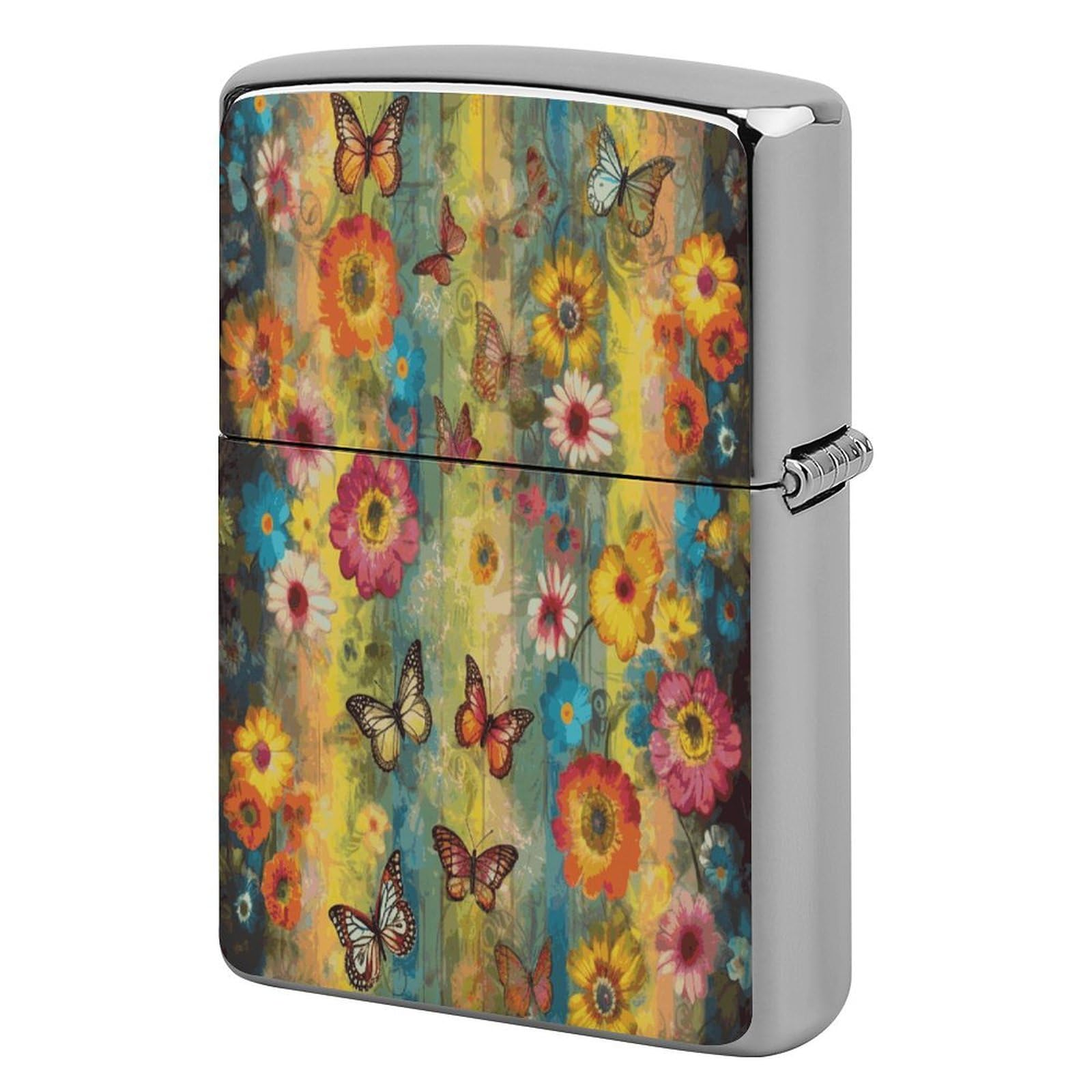 Fodpand Style Flowers And Butterflies Metal Lighter Case Cover Lighter Sleeve