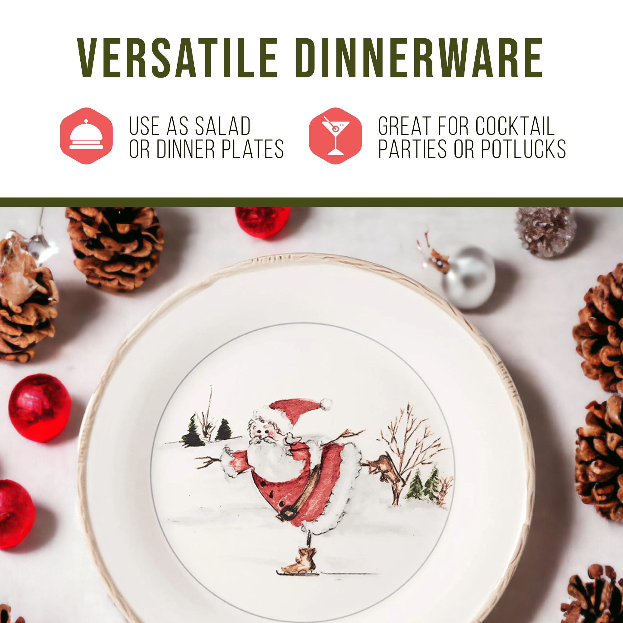 Amazon.com | American Atelier Christmas Twig Holiday Dinner Plate