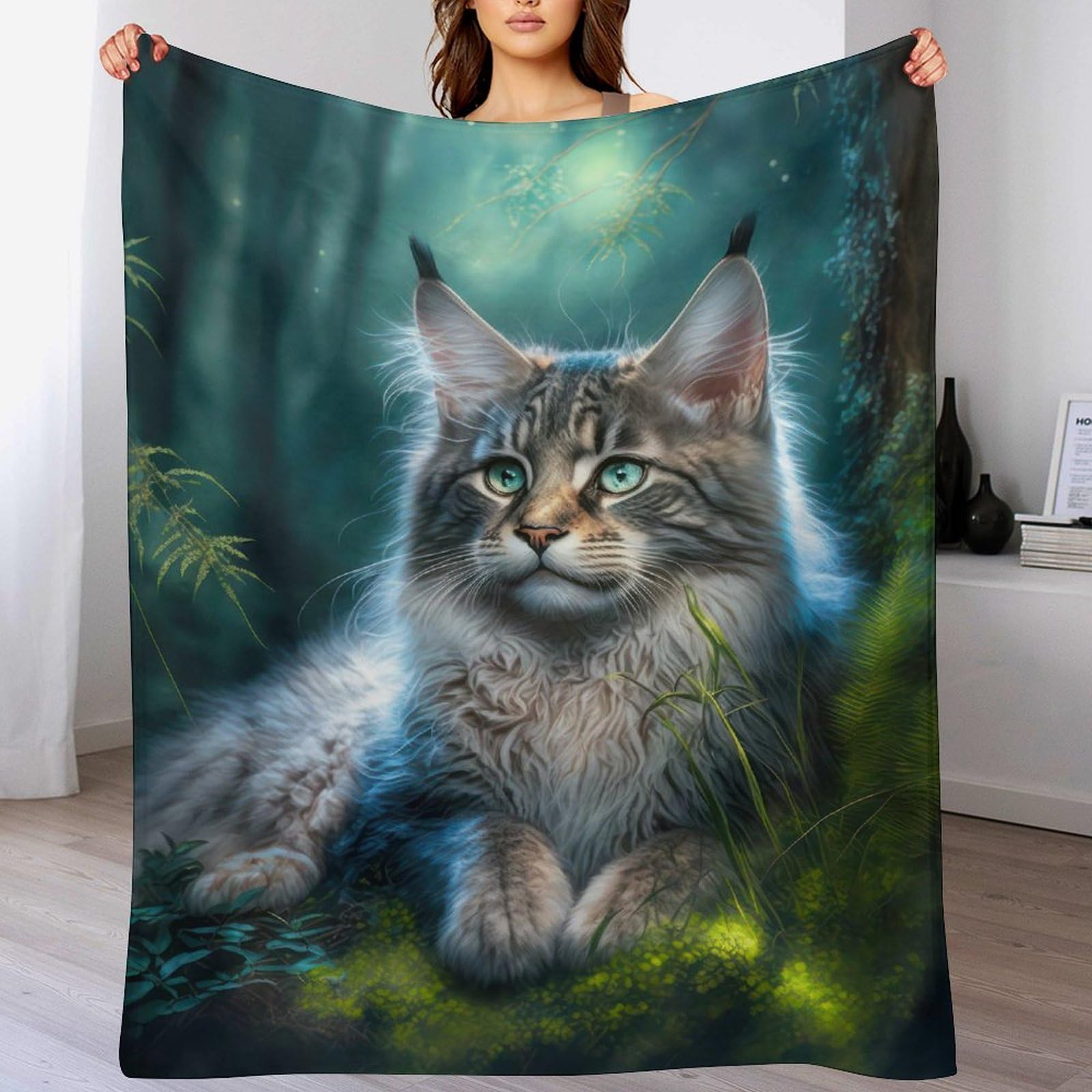 Couverture Maine Coon en peluche flannel pour des soirées cocooning