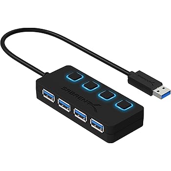 Sabrent 4-Port USB 3.0 Hub with Individual LED Power Switches (HB-UM43)