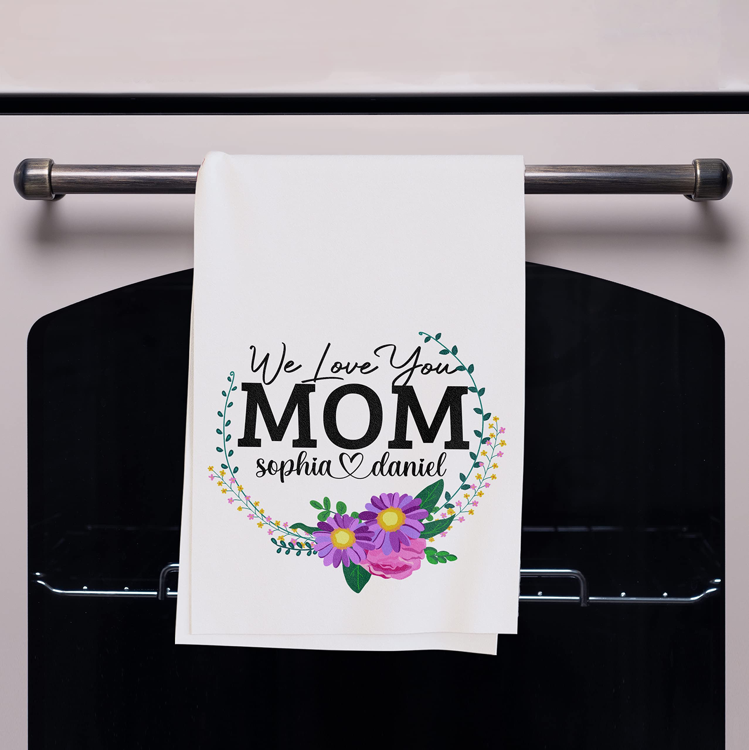 Toalla "Super Mama" Con Bordado De Rosa - Regalo Para Mamá, 50x100 Cm, 100% Algodón