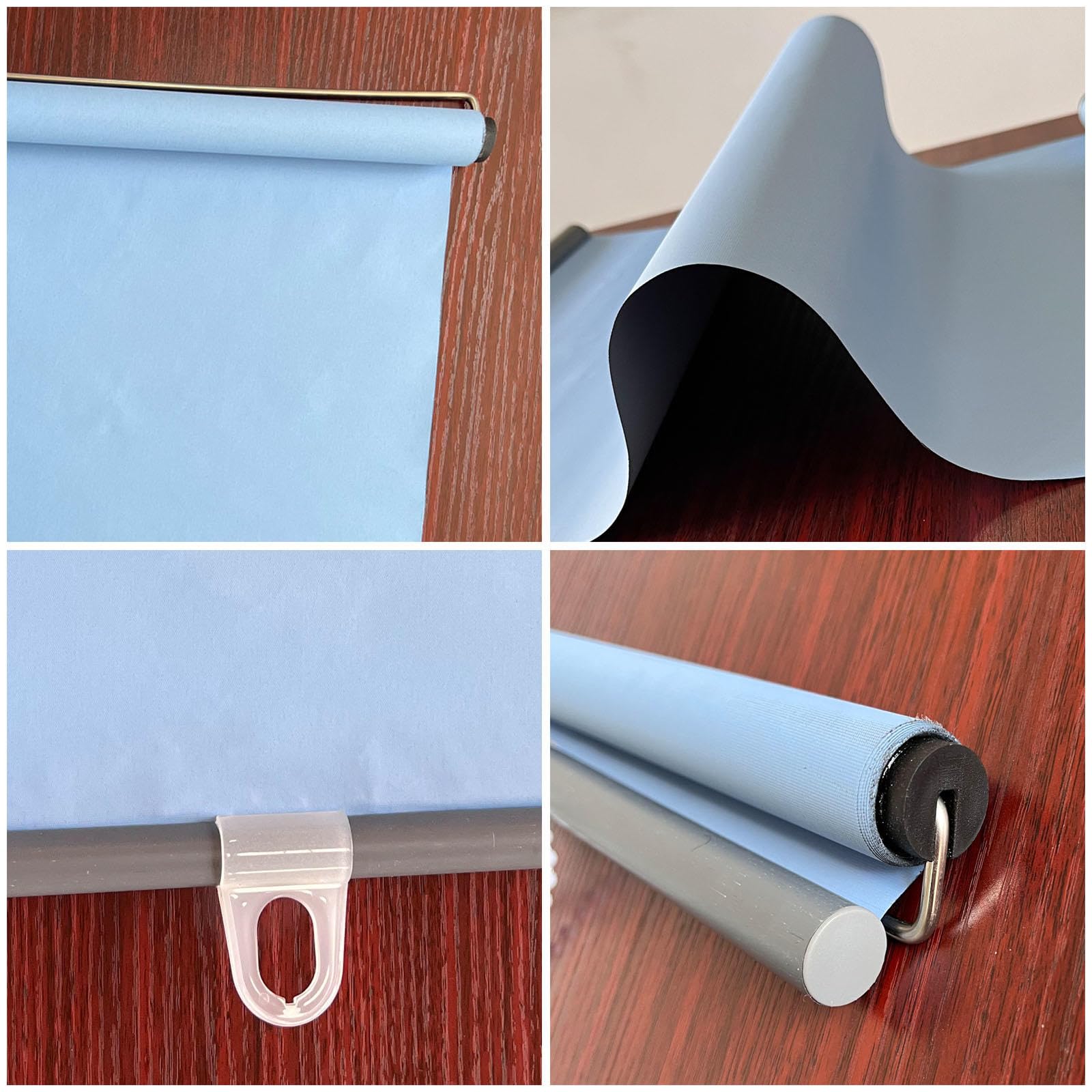 Tende a Rullo Termoisolanti Senza Forare,Tende Oscuranti,Tende Avvolgibili Retrattili Automatiche,Tende Temporanee per Porte E Finestre,con Gancio Trasparente,Blue-80x200cm(31.5x78.7in)