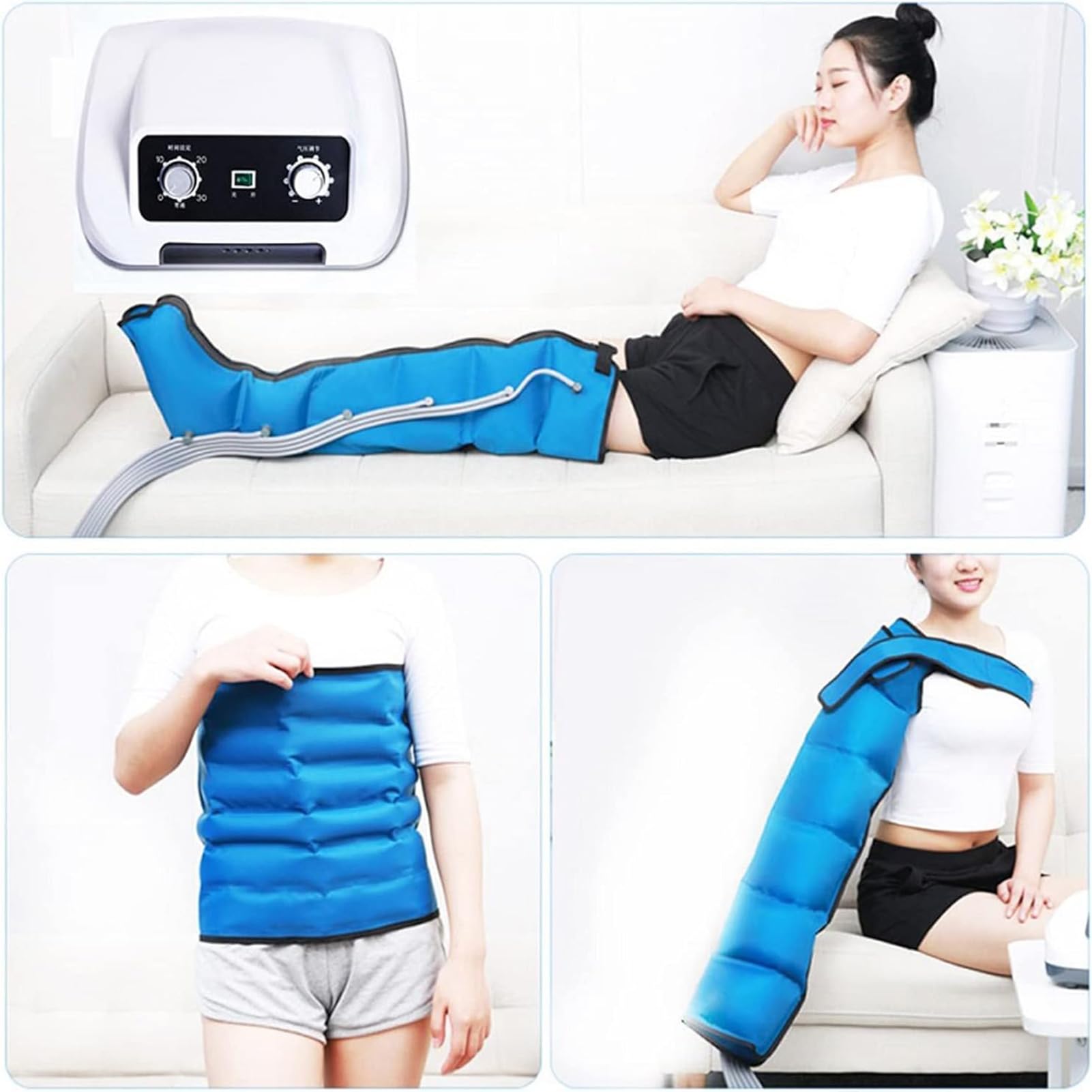 Strumento Di Rilassamento Della Gamba Del Braccio Della Vita Di Tutto Il Corpo, Compressione Dell'aria Elettrica A 6 Cavità Per Il Massaggiatore Del Piede Di Drenaggio Linfatico,Blu