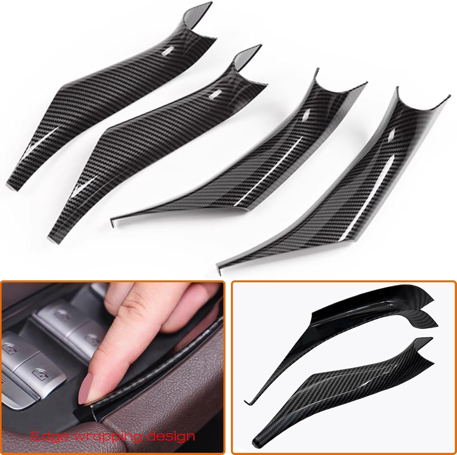 4PCS Car Door Pull Cover Fit for BMW X3 G01 2018-2023, X4 G02 2019-2024 Interior Door Handle Protective Decorate Covers 20i 30i 30e (Carbon Fiber Color)