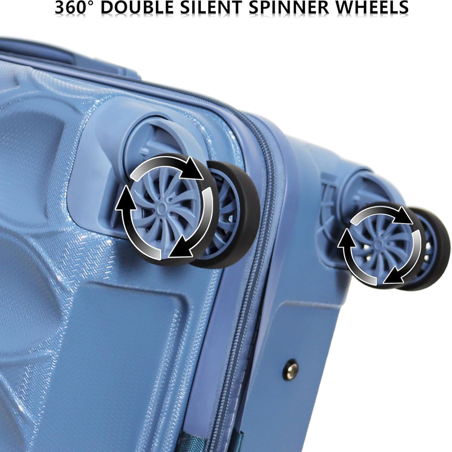 3 piece luggage set hard shell luggage lightweight luggage long vacation luggage set with 8 wheels Spinner Suitcases Suitcase Set Made of ABS+PC (Small, Medium & Large) (Pale blue)