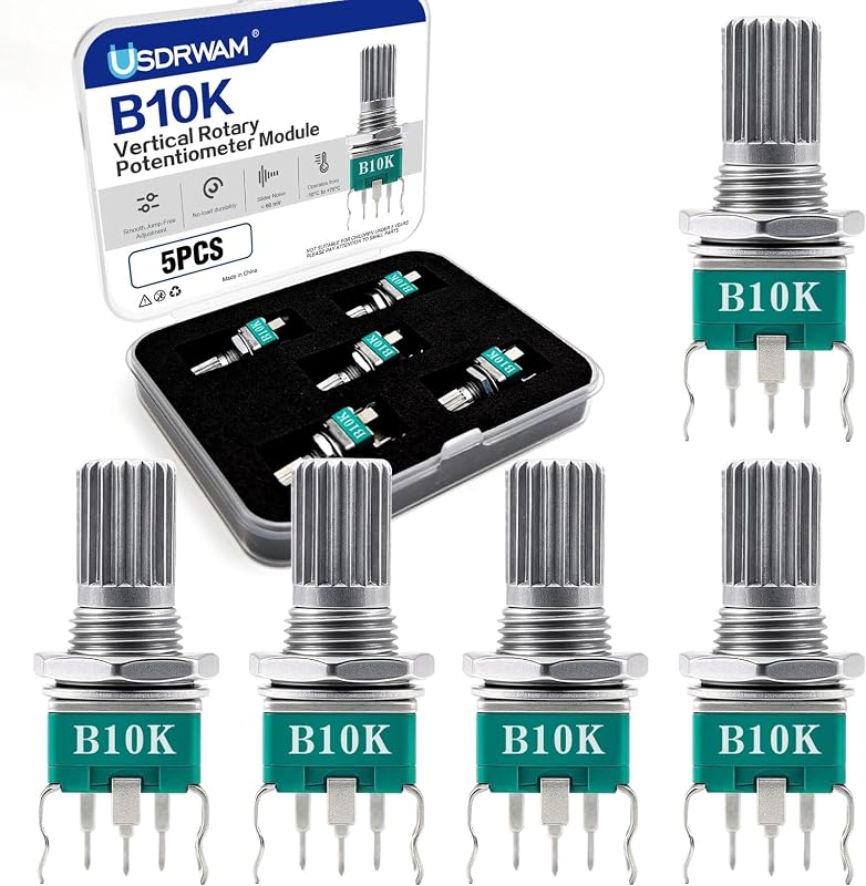 5Pcs B10K Potentiometer Variable Resistor RK097 15mm Shaft