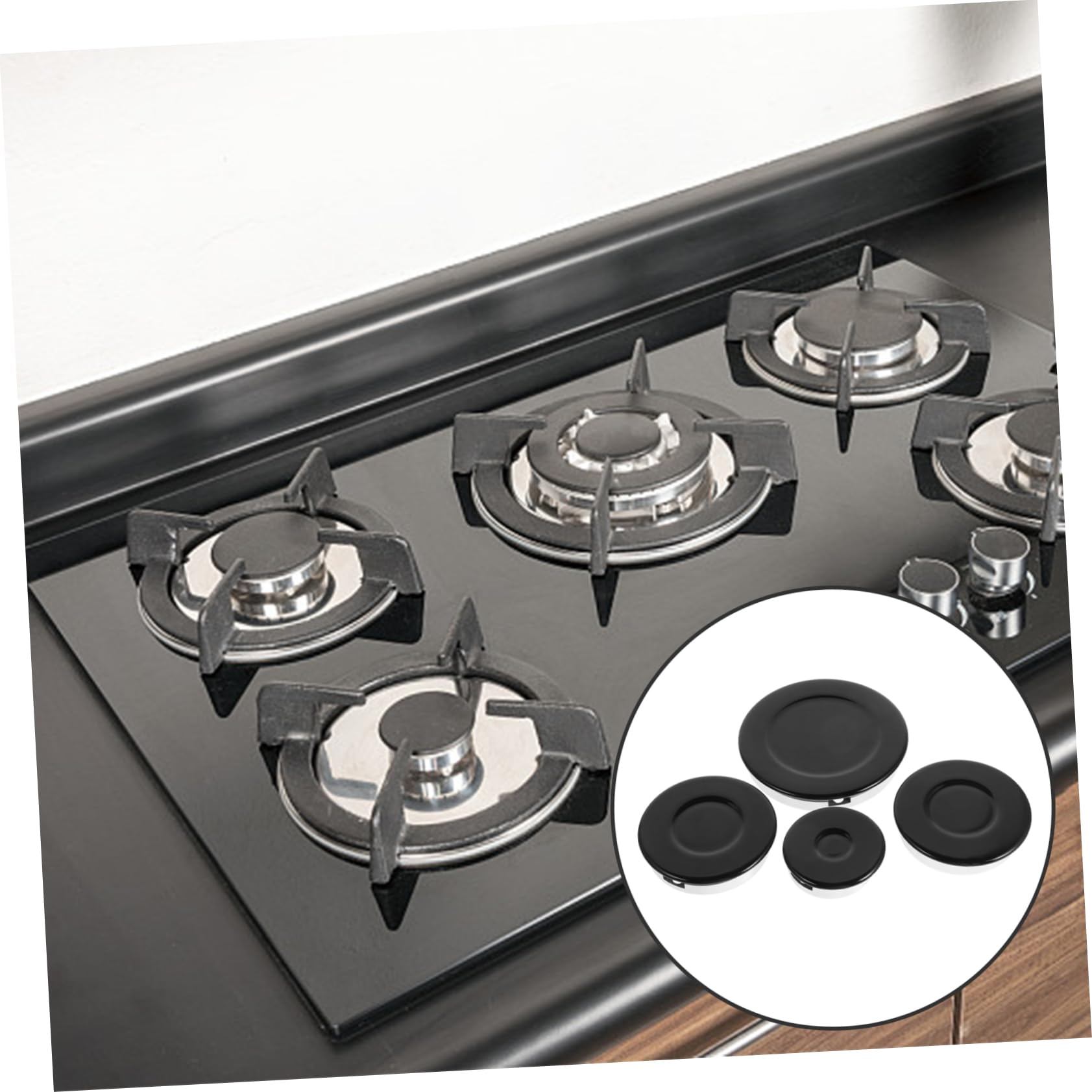 Tapa de Quemador de Gas Negra de Aluminio E Hierro para Cocina