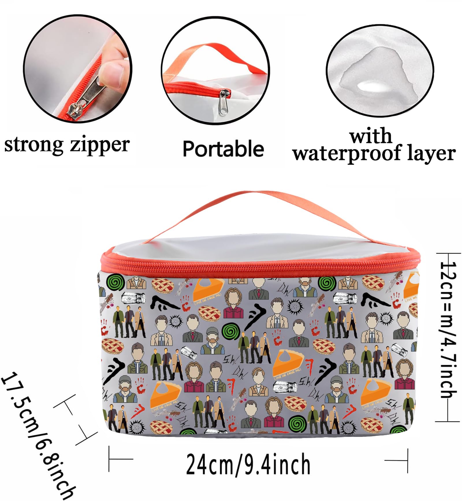 PXTIDY SP Natural Merch Classic Tv Show Inspired Makeup Bag Organizer Winchester Brothers Tv Show Cosmetic Bag - Image 3