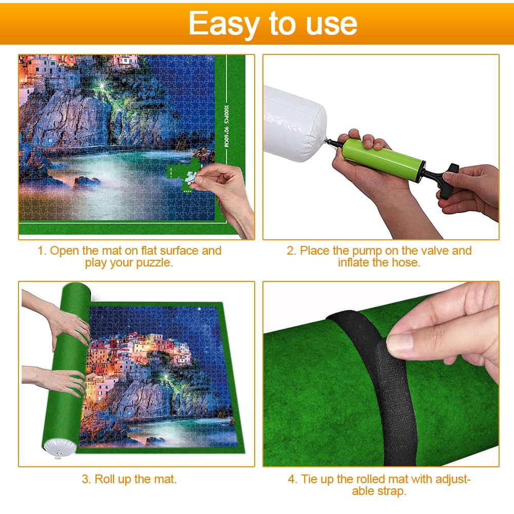 Tapis Puzzle 1500 Pièces Yuragim Avec Rouleau De Rangement En Feutre - Accessoire Portable