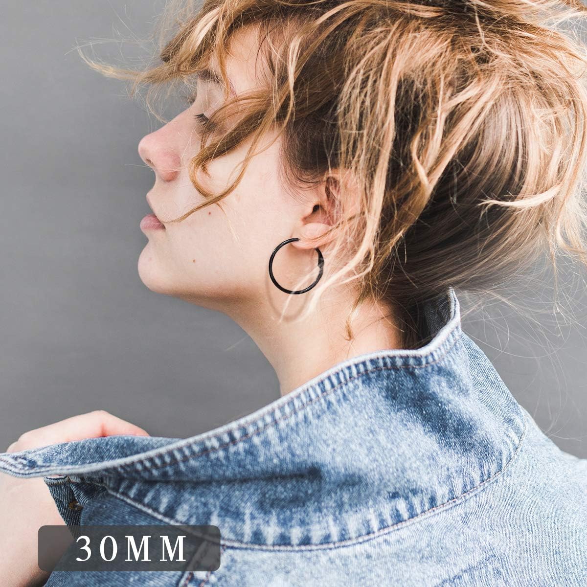 FOCALOOK 14K Gold Plated Lightweight Large Hoops| 2mm Thin Hoop Earrings for Women 30/40/50/70/100mm - Image 7