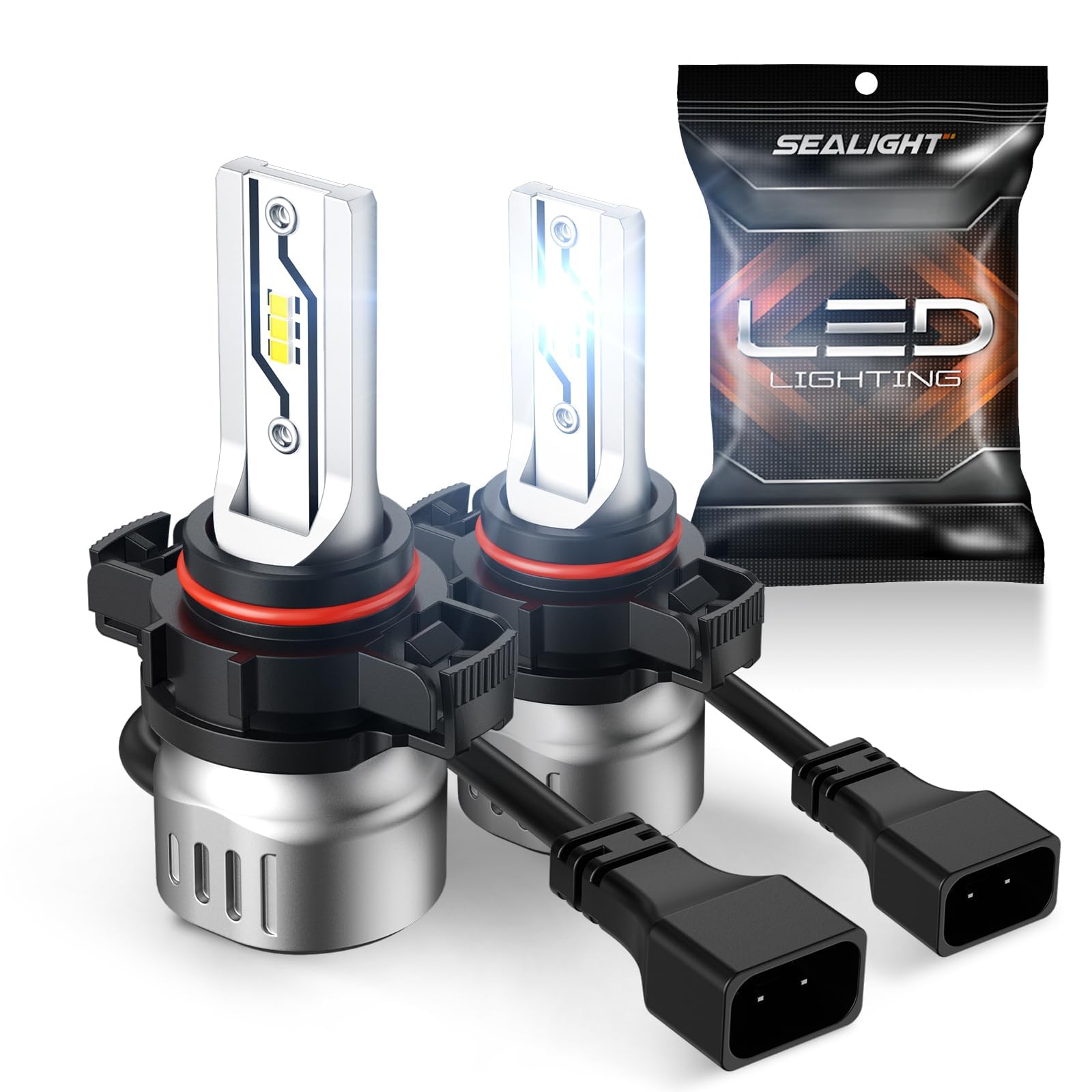 SEALIGHT 5202 LED Fog Light Bulbs, 12,000 lumens 6500K White 600% Brightness PS19W/PS24W 5201 5202 LED Fog Lights or Daytime Running Lamp, 1:1 Size, Plug-N-Play, Pack of 2, Turn Signal & Fog Light