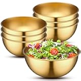Nuogo 10 Pcs Stainless Steel Mixing Bowls Decorative Esthetician Bowls for Fall Halloween Wedding Diwali Indian Return Gifts for Pooja Baking Prepping Serving Facial Salad Fruit(4.7 Inch,Gold)