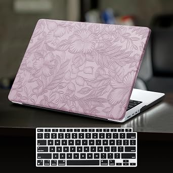 DTangLsm for MacBook Pro 14 inch Case 2026 M5, 2025 2024-2021 M4 M3 M2 M1 A3426 A3427 A3434 A3112 A3185 A3401 A2918 A2992 A2779 A2442 Pro Max, Textured Retro Leather Hard Case & Keyboard Cover, Lilac
